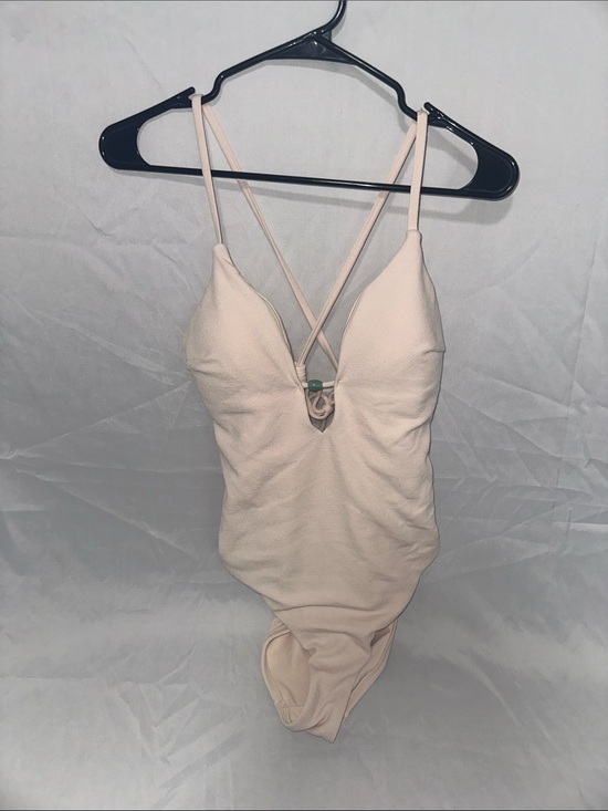 Tops - Women’s Strappy V-Neck Bodysuit in Light Beige